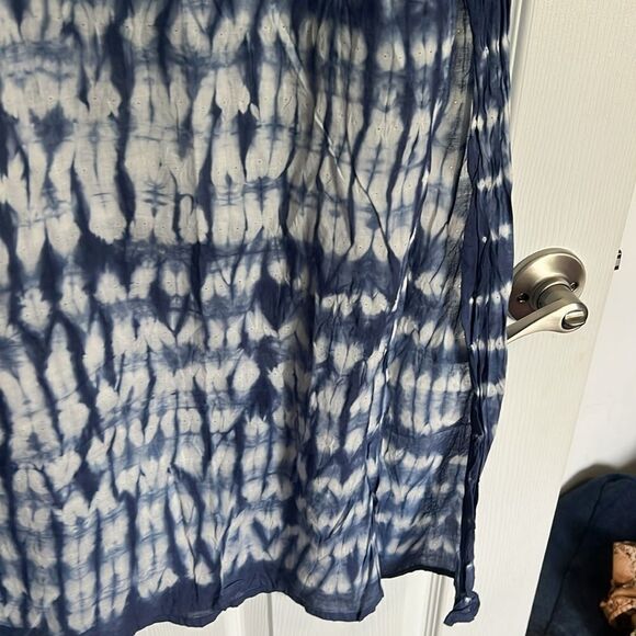 NWT - Long Caftan Tye Dye Blue Printed Cover Up - One Size - One of a Kind - Picture 4 of 5